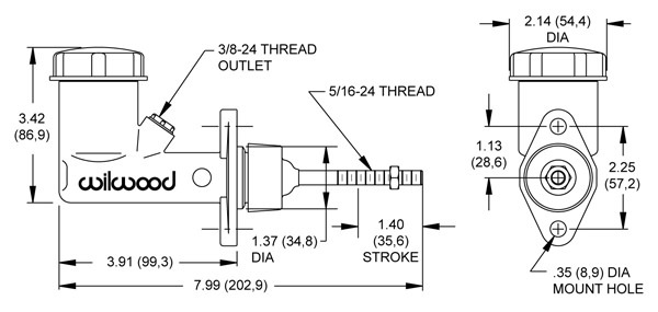 Wilwood Brakes Girling Style Master Cyl .700 Bore - 260-6579