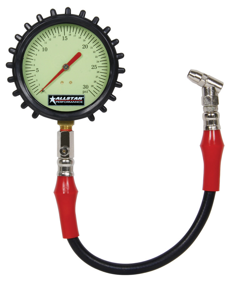 Allstar Performance - Tire Pressure Gauge 0-30 PSI 4in Glow - 44047