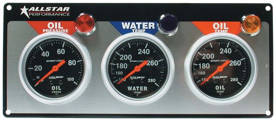 Allstar Performance - 3 Gauge Panel A/M OP/WT/OT Sport-Comp - 80112